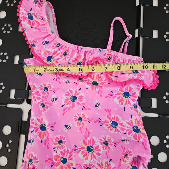 Tommy Bahama Pink Floral One-Piece Swimsuit and Matching Hat | Kid's 5 - Picture 8 of 16